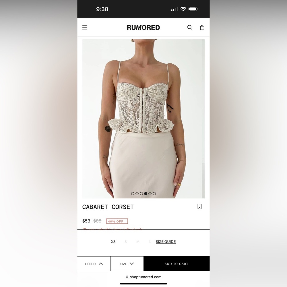 Rumored Cabaret Corset Top size medium